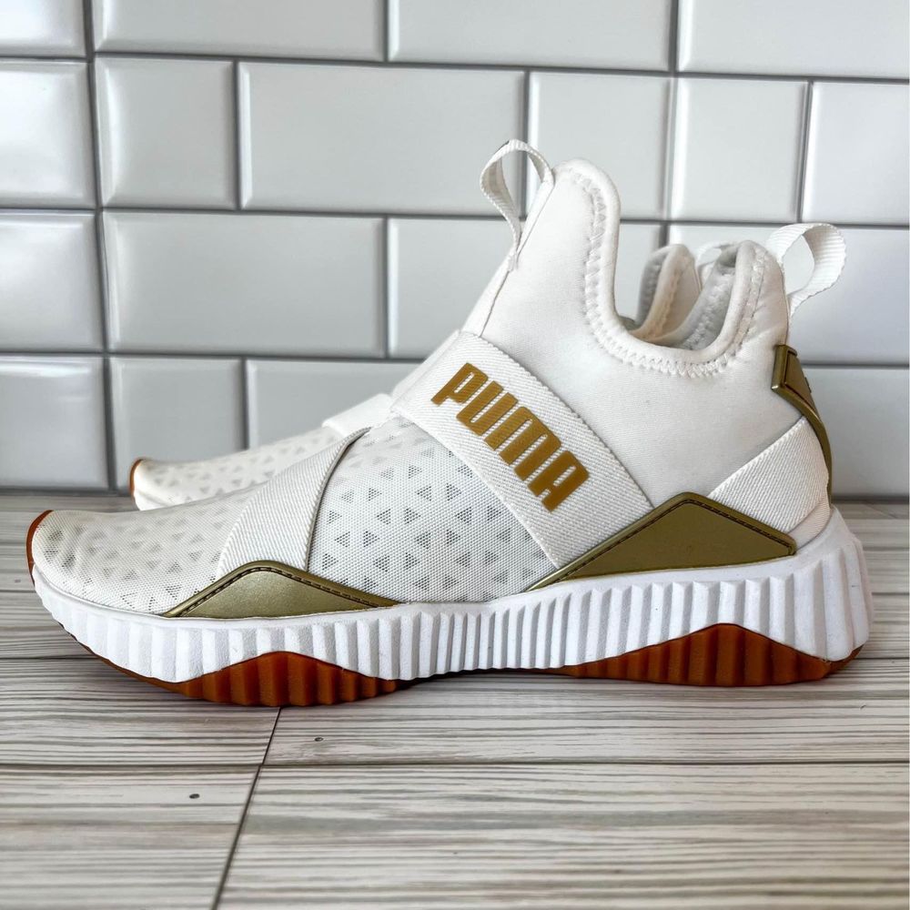 Puma Women's Defy Mid Sparkle White Gold Sneakers